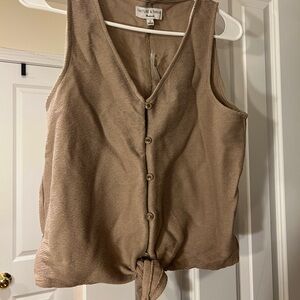 Madewell Beige Sleeveless Button-Down Blouse